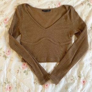 Brown longsleeve Shein crop top